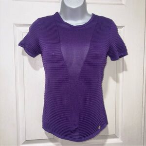 Versace Collection Purple Ribbed Short Sleeve Top | Size 40